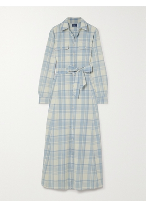 Polo Ralph Lauren - Belted Checked Cotton-twill Maxi Shirt Dress - Blue - US0,US2,US4,US6,US8,US10,US12