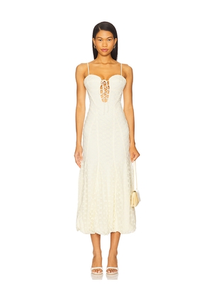 Bardot Delaney Bubble Midi Dress in Ivory. Size 10. Also in 2, 4, 6, 8, 12.