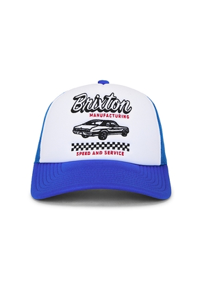 Brixton Speed And Service Netplus Trucker Hat in Blue.