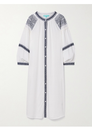 Melissa Odabash - Ally Belted Embroidered Voile Midi Dress - White - x small,small,medium,large,x large