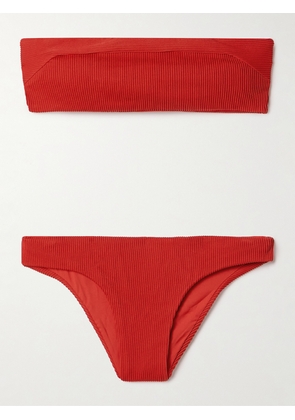 HAIGHT - Gabi Ribbed Bandeau Bikini - Red - small,medium,large