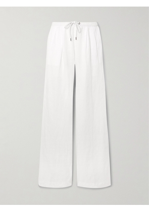 James Perse - Pleated Linen Wide-leg Pants - White - 01,2,3,4