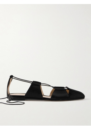 Le Monde Béryl - Greek Lace-up Silk-satin Ballet Flats - Black - IT36,IT36.5,IT37,IT37.5,IT38,IT38.5,IT39,IT39.5,IT40