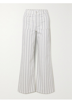 FRAME - Le Slim Palazzo Bardot Striped High-rise Wide-leg Jeans - Green - 23,24,25,26,27,28,29,30,31,32