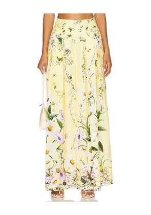 Camilla Corset Waist Wide Leg Pant in Yellow. Size L. Also in M, XS.