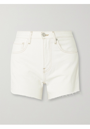 FRAME - Le Super High Frayed Denim Shorts - White - 23,24,25,26,27,28,29,30,31,32