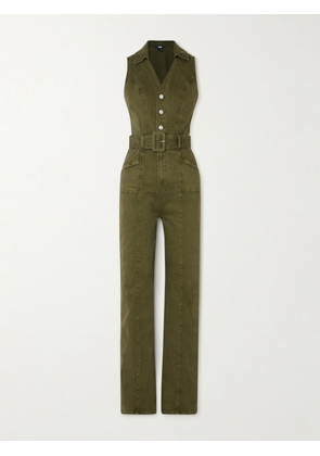 PAIGE - Sasha Belted Denim Jumpsuit - Green - US0,US2,US4,US6,US8,US10,US12,US14