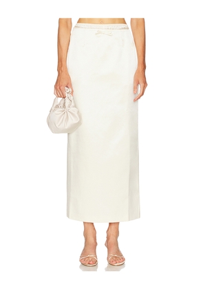 Courtney Zheng Irene Wool Silk Duchesse Midi Skirt in Ivory. Size L. Also in S.