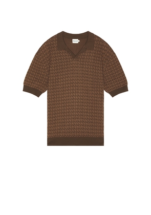 Bound Harris Knit Polo in Brown. Size L. Also in S, M, XL/1X.