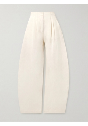 Cortana - Marlo Pleated Linen Straight-leg Pants - Ivory - FR 34,FR 36,FR 38,FR 40,FR 42,FR 44
