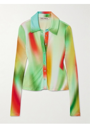 SIEDRÉS - Tina Printed Satin-jersey Shirt - Green - xx small,x small,small,medium,large,x large