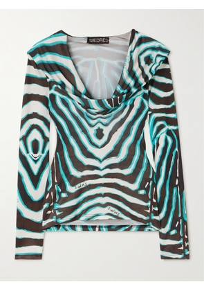SIEDRÉS - Casey Zebra-print Satin Top - Multi - xx small,x small,small,medium,large,x large