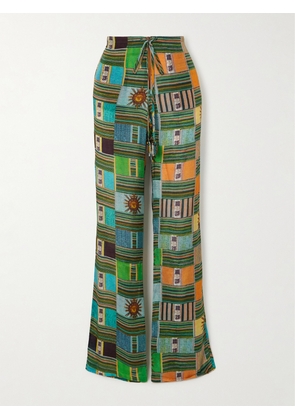 SIEDRÉS - Tara Printed Cotton-blend Straight-leg Pants - Green - EU 32,EU 34,EU 36,EU 38,EU 40,EU 42