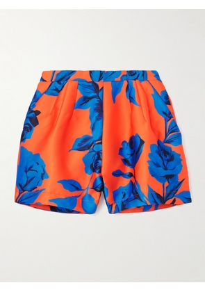 AZ FACTORY - Floral-print Pleated Twill Shorts - Orange - FR 34,FR 36,FR 38,FR 40,FR 42