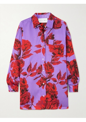AZ FACTORY - Floral-print Satin-crepe Shirt - Purple - FR 34,FR 36,FR 38,FR 40,FR 42