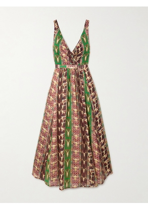 Emporio Sirenuse - Tullia Arizona Pleated Printed Cotton Maxi Dress - Green - IT38,IT40,IT42,IT44,IT46,IT48,IT50