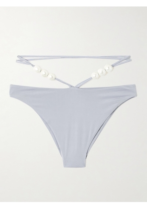 Magda Butrym - Faux Pearl-embellished Bikini Briefs - Gray - FR 34,FR 36,FR 38,FR 40,FR 42