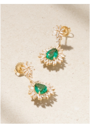 Suzanne Kalan - 18-karat Gold, Emerald And Diamond Earrings - One size