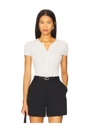 ALL THE WAYS Chloe Bodysuit Top in Light Grey. Size L. Also in XS, XXS, S, M, XL.