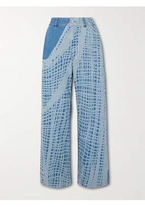 LOEWE - + Paula's Ibiza Leather-trimmed Printed Straight-leg Jeans - Blue - FR 32,FR 34,FR 36,FR 38,FR 40,FR 42,FR 44
