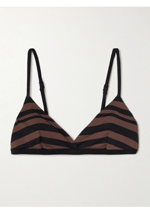 Matteau - The Crop Striped Recycled Triangle Bikini Top - Brown - 1,2,3,4,5