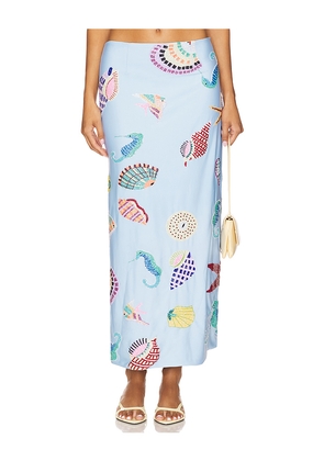 Oceanus Shell Hand Beaded Skirt in Blue. Size M. Also in XS.