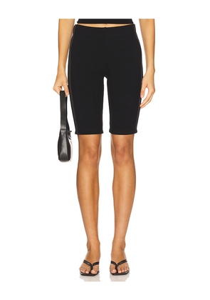 DONNI. Rib Satin Racer Short in Black. Size L. Also in M, S, XS, XXS.