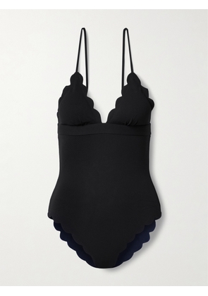 Marysia - Santa Clara Scalloped Crepe Swimsuit - Black - xx small,x small,small,medium,large,x large