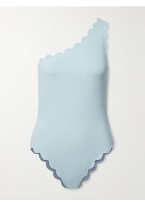 Marysia - Santa Barbara Reversible One-shoulder Scalloped Seersucker Swimsuit - Green - xx small,x small,small,medium,large,x large,xx large