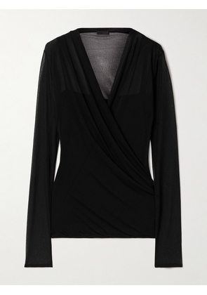 Givenchy - Draped Wrap-effect Stretch-tulle Top - Black - FR 34,FR 36,FR 38,FR 40,FR 42,FR 44