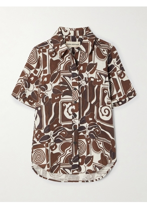 MARA HOFFMAN - Finn Printed Hemp Shirt - Brown - xx small,x small,small,medium,large,x large