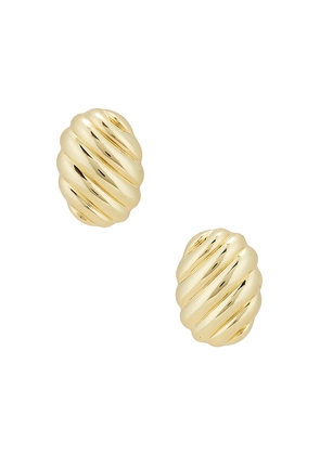 ANINE BING Ribbed Oval Earrings in Metallic Gold.