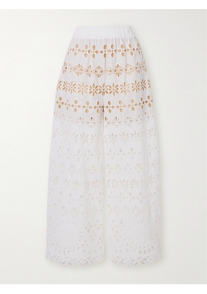 Elie Saab - Broderie Anglaise Straight-leg Pants - White - FR 36,FR 38,FR 40,FR 42,FR 44