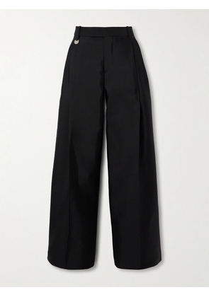 Burberry - Pleated Wool And Silk-blend Twill Wide-leg Pants - Black - UK 4,UK 6,UK 8,UK 10,UK 12,UK 14,UK 16