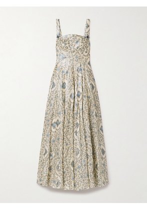 Agua by Agua Bendita - Aguamarina Platero Floral-print Linen Maxi Dress - Cream - x small,small,medium,large,x large