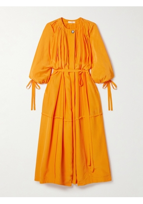 Co - Oversized Pleated Habotai Maxi Dress - Orange - XS/S,M/L