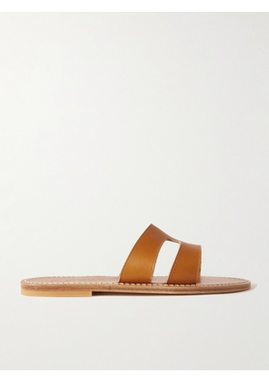 K Jacques St Tropez - Menandre Cutout Leather Slides - Brown - IT35,IT36,IT37,IT38,IT39,IT40,IT41,IT42