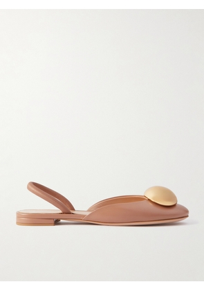 Gianvito Rossi - Sphera Embellished Leather Slingback Flats - Neutrals - IT36,IT36.5,IT37,IT37.5,IT38,IT38.5,IT39,IT39.5,IT40,IT40.5,IT41,IT42