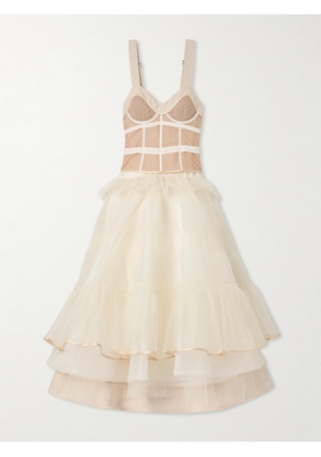 Christopher John Rogers - Layered Ruffled Tulle And Mesh Bustier Gown - Neutrals - US2,US4,US6,US8