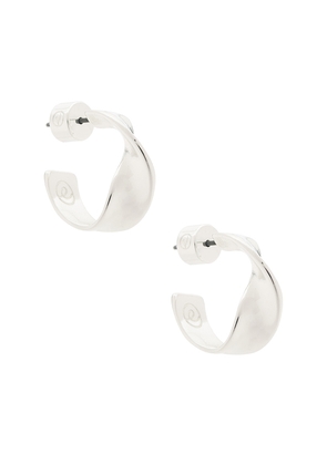 Ettika Heirloom Twist Small Hoop Earrings in Metallic Silver.