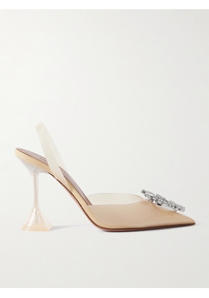 Amina Muaddi - Begum Glass Crystal-embellished Pvc Slingback Pumps - Cream - IT35,IT36,IT36.5,IT37,IT37.5,IT38,IT38.5,IT39,IT39.5,IT40,IT40.5,IT41