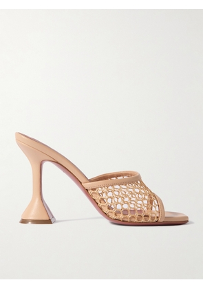 Amina Muaddi - Lupita Fishnet And Leather Mules - Neutrals - IT35,IT35.5,IT36,IT36.5,IT37,IT37.5,IT38,IT38.5,IT39,IT39.5,IT40,IT40.5,IT41,IT42
