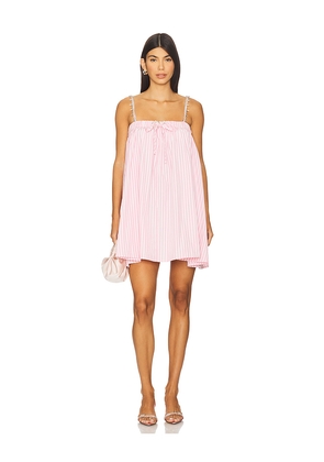 AREA Crystal Grommet Poplin Mini Dress in Pink. Size L. Also in XS, S.