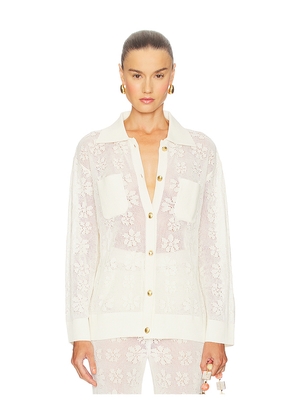 ASTA RESORT Delilah Crochet Shirt in White. Size M. Also in XS, S.