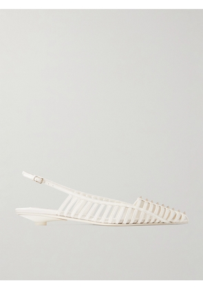 Valentino Garavani - Rockstud Wispy Mesh-trimmed Leather Slingback Pumps - Ivory - IT36,IT37,IT38,IT38.5,IT39,IT40,IT40.5,IT41,IT41.5