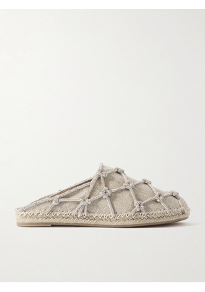 Valentino Garavani - Crystal-embellished Linen Espadrille Mules - Neutrals - IT36,IT37,IT38,IT39,IT40,IT41