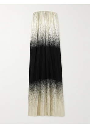 Dima Ayad - Strapless Metallic Plissé-tulle Maxi Dress - Black - XXS,XS,S,M,L,XL,XXL,XXXL,XXXXL