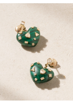 Yvonne Léon - 9-karat Gold, Malachite And Topaz Earrings - One size