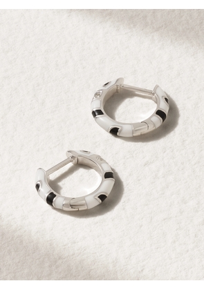 Yvonne Léon - 9-karat White Gold, Diamond And Enamel Hoop Earrings - One size
