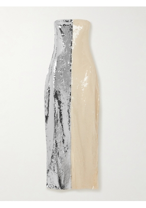 Dima Ayad - Strapeless Two-tone Sequined Tulle Gown - Ivory - XXS,XS,S,M,L,XL,XXL